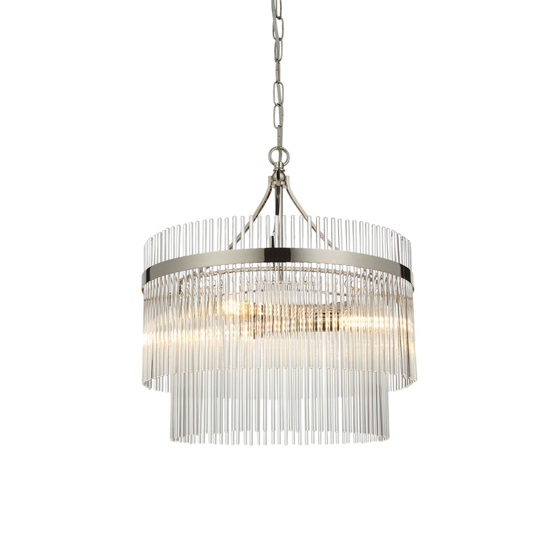 Endon Marietta 3 Light Chandelier in bright nickel with clear glass