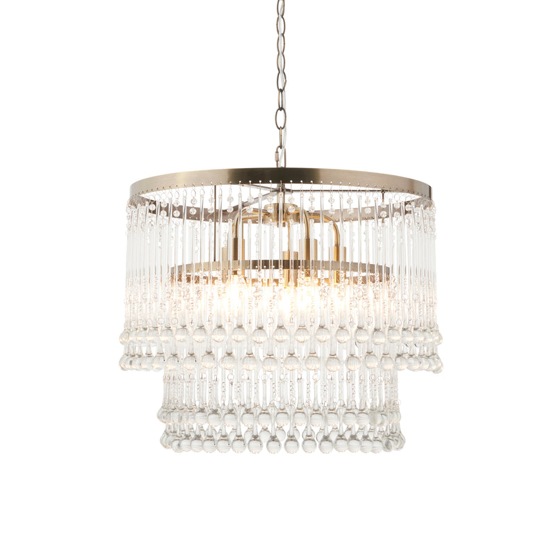 Endon Genevieve 5 Light Chandelier in antique brass with clear glass