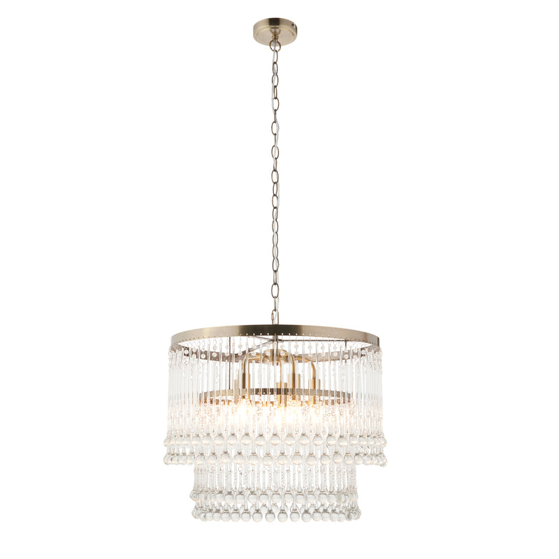 Close-up of the Genevieve 5 Light Chandelier ceiling plate and fittings