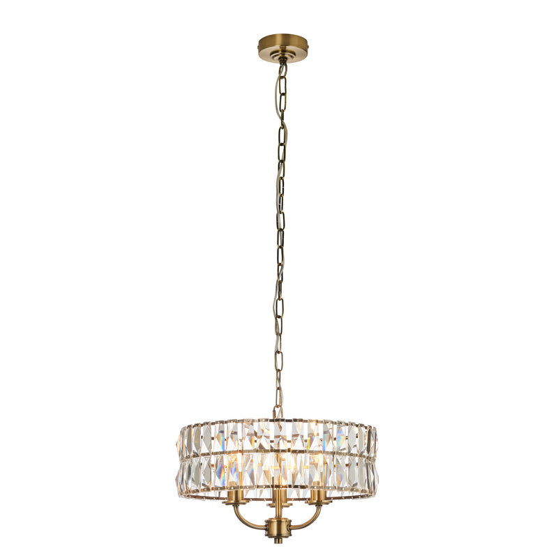 Close-up of the Clifton 3 Light Pendant ceiling plate and fittings