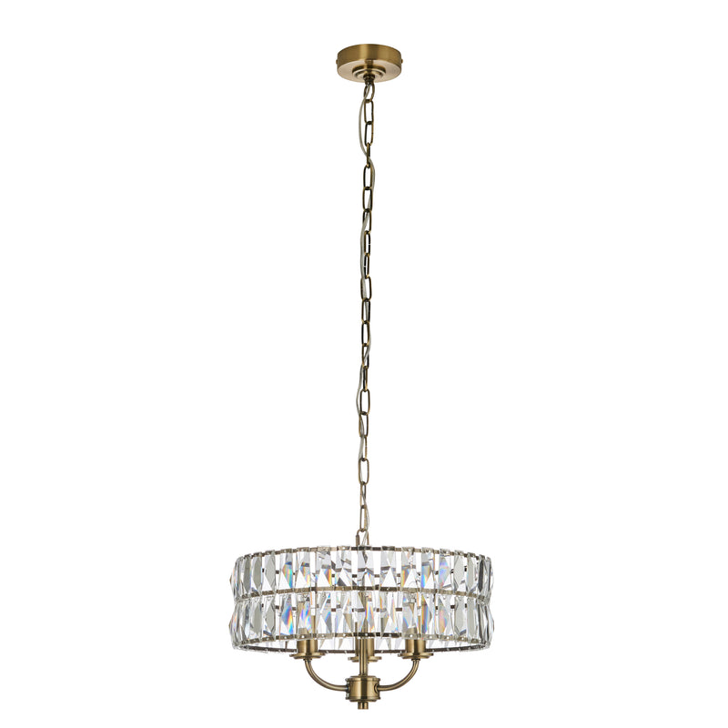 Clifton 3 Light Pendant – alternative view in antique brass