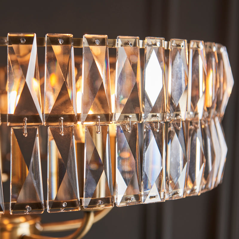 Detail of the antique brass finish on the Clifton 5 Light Pendant