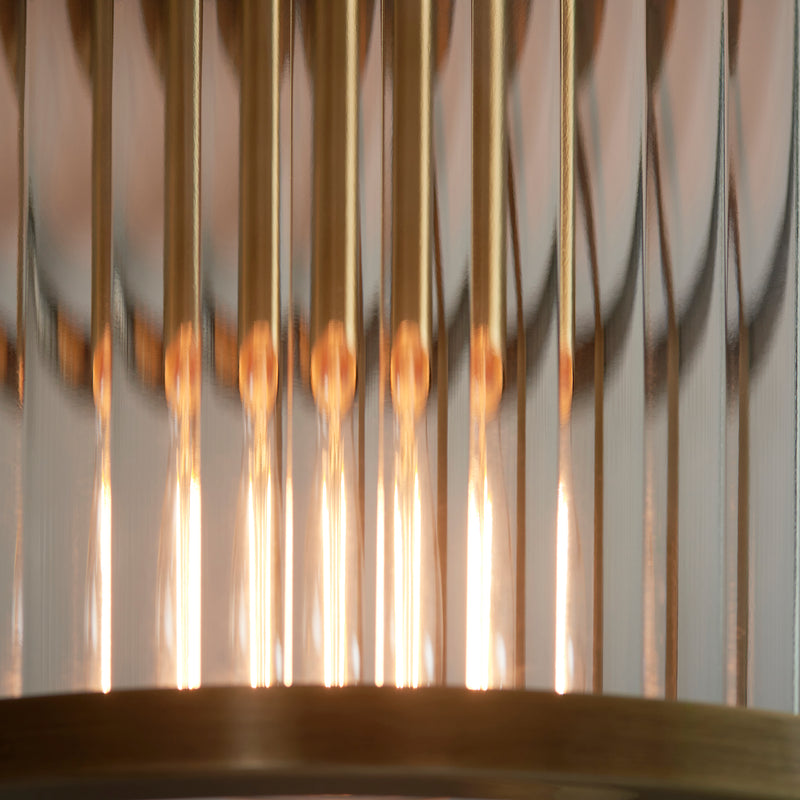 Ridgeton Flush Ceiling Light detail showing the clear ribbed glass and fittings