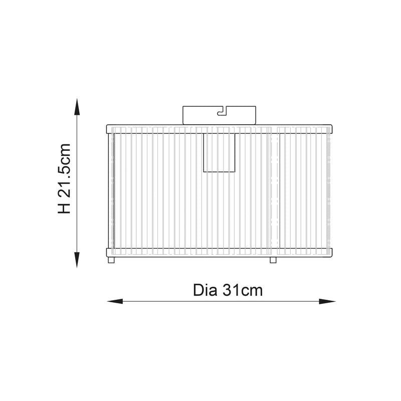Ridgeton Flush Ceiling Light dimension drawing showing width and depth