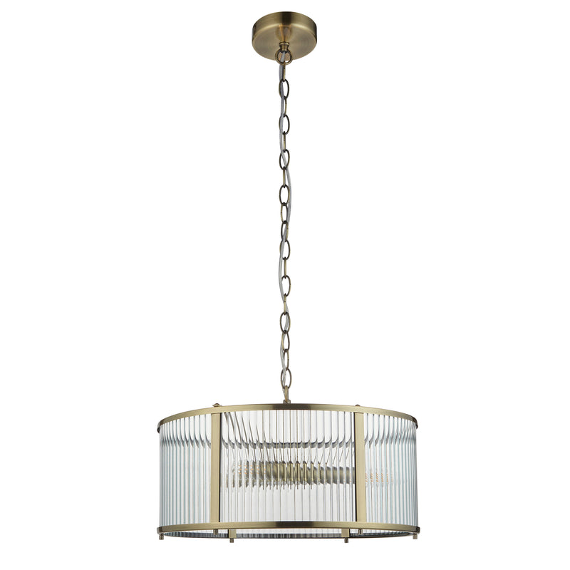 Ridgeton 3 Light Pendant – alternative view in antique brass
