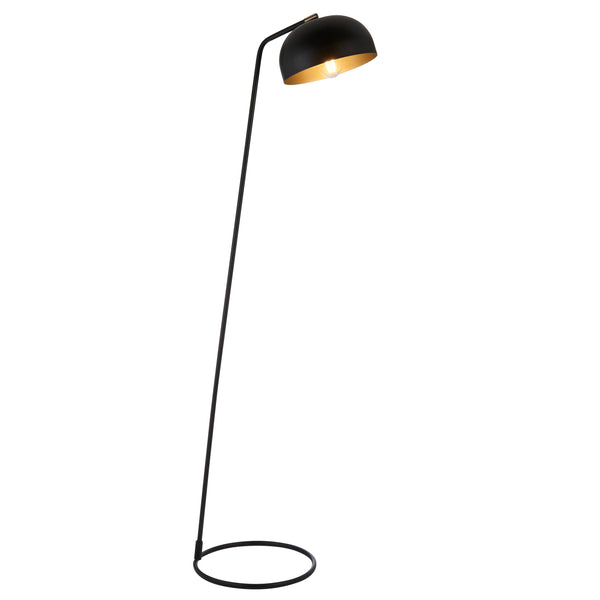 Endon Brair Task Floor Lamp in matt black and antique brass on a white background
