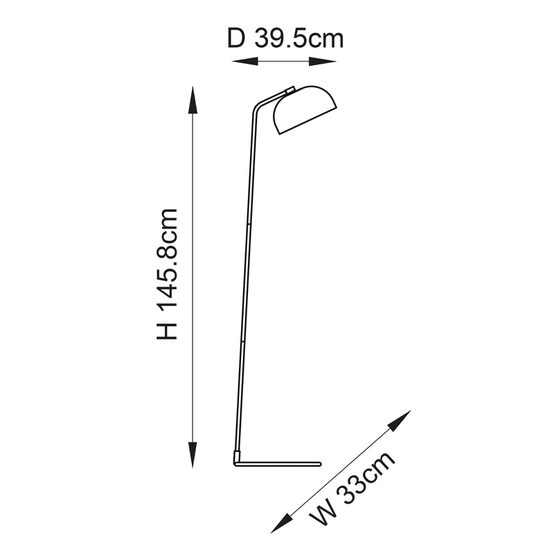 Brair Task Floor Lamp dimension drawing showing height and width