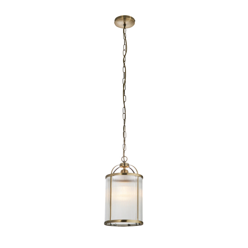 Lambeth Ribbed Lantern Pendant detail showing the clear ribbed glass and fittings