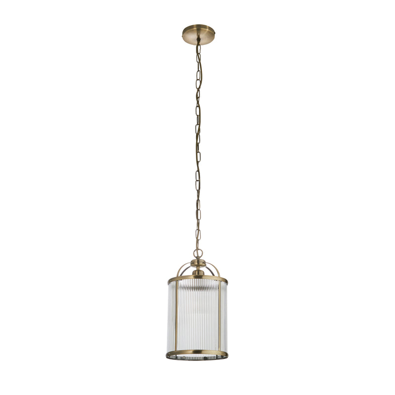 Close-up of the Lambeth Ribbed Lantern Pendant ceiling plate and fittings