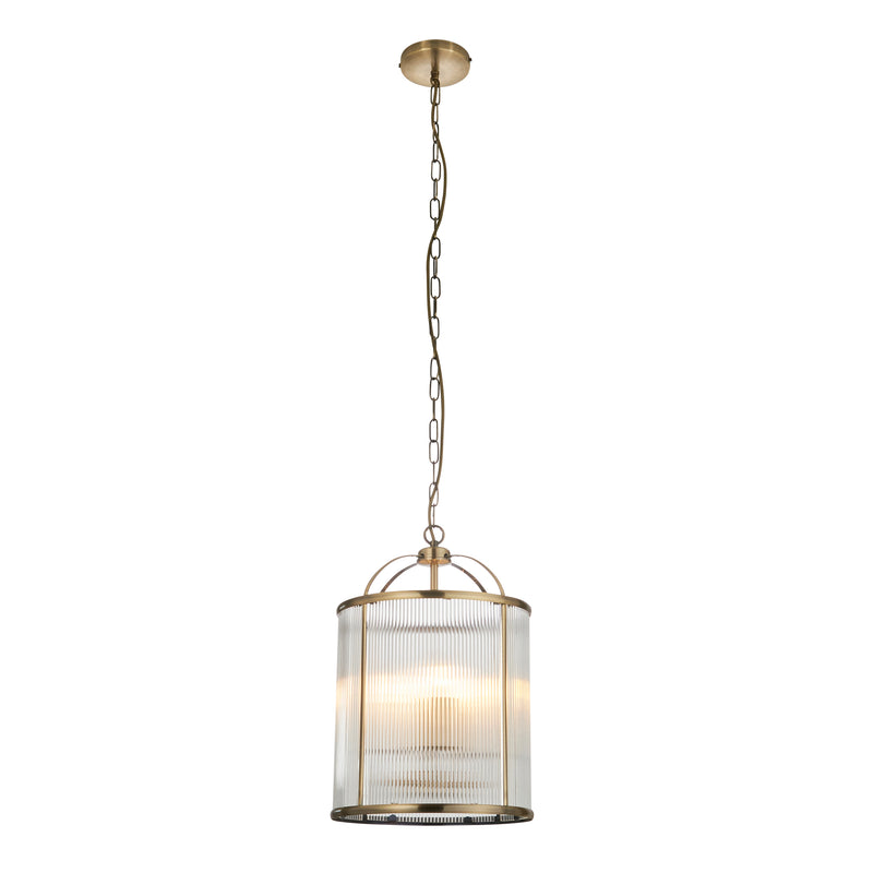 Lambeth Ribbed 4 Light Lantern Pendant – alternative view in antique brass