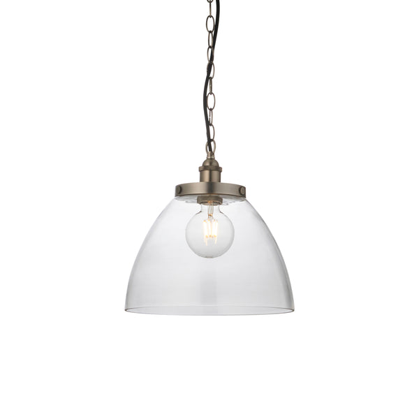 Endon Hansen Grand Pendant in aged pewter with clear glass