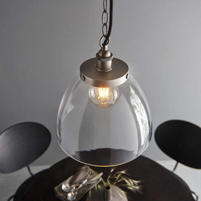 Close-up of the clear glass on the Hansen Grand Pendant