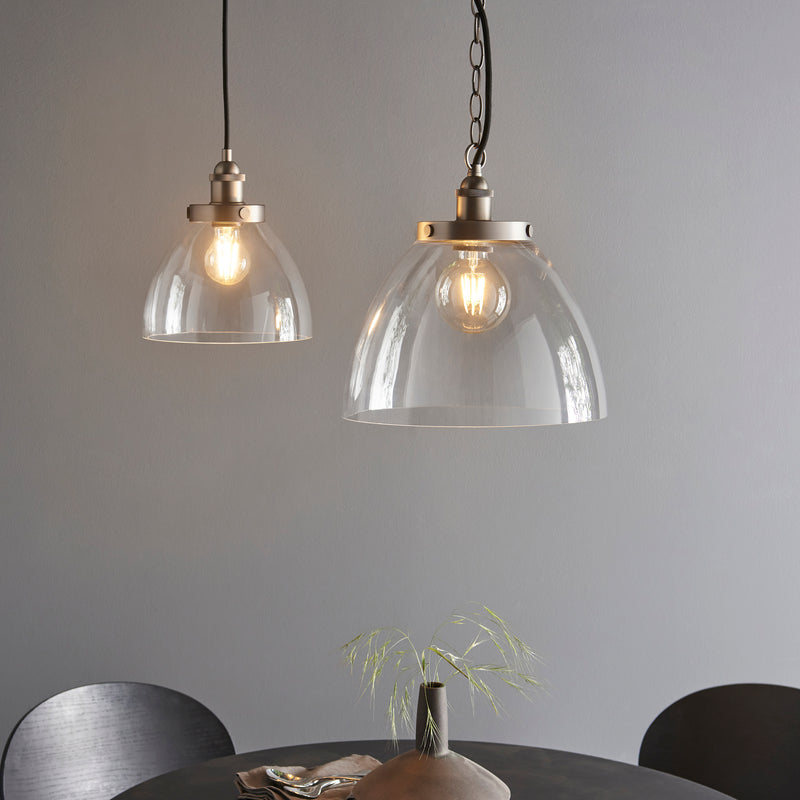 Hansen Grand Pendant detail showing the clear glass and fittings