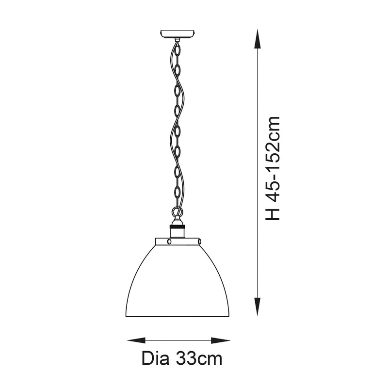 Hansen Grand Pendant dimension drawing showing width and drop