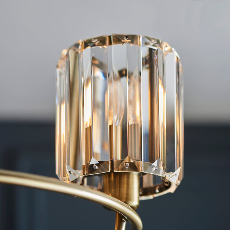 Berenice 3 Light Semi Flush Ceiling Light detail showing the clear glass and fittings