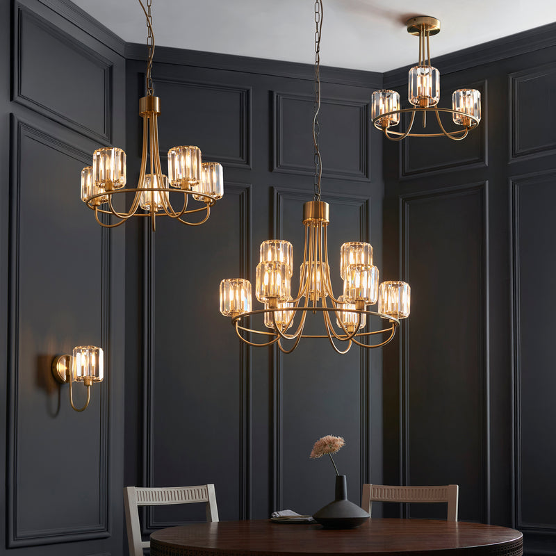 Close-up of the Berenice 3 Light Semi Flush Ceiling Light ceiling plate and fittings
