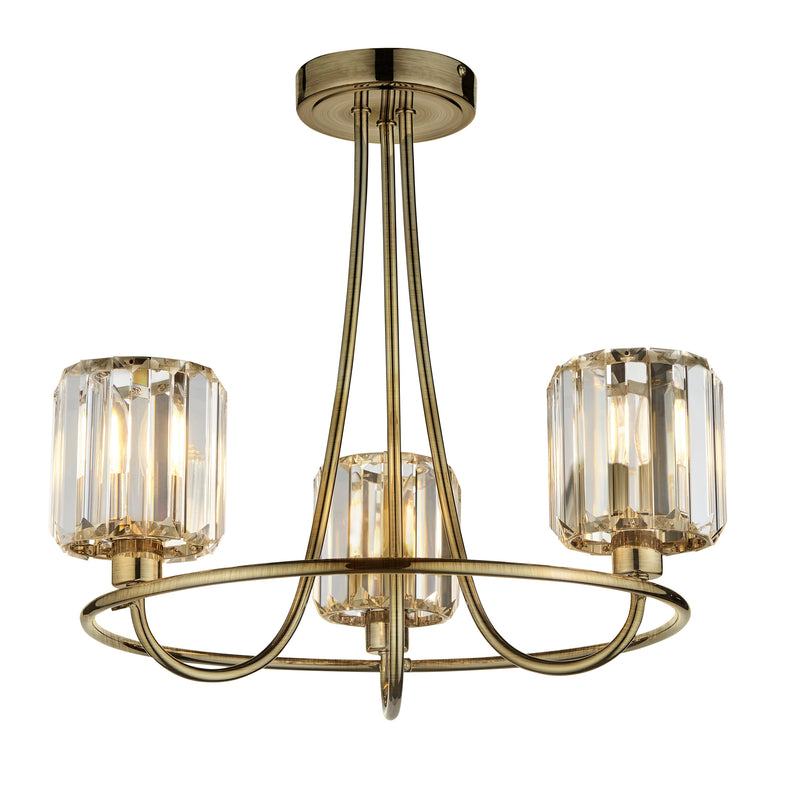Berenice 3 Light Semi Flush Ceiling Light – alternative view in antique brass