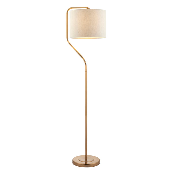 Endon Clement Floor Lamp in brushed aged brass on a white background