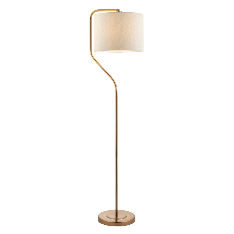 Endon Clement Floor Lamp in brushed aged brass on a white background