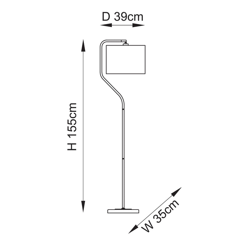Clement Floor Lamp dimension drawing showing height and width