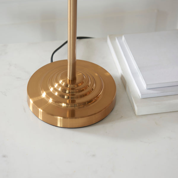 Close-up of the Highclere 3 Light Table Lamp shade and finish