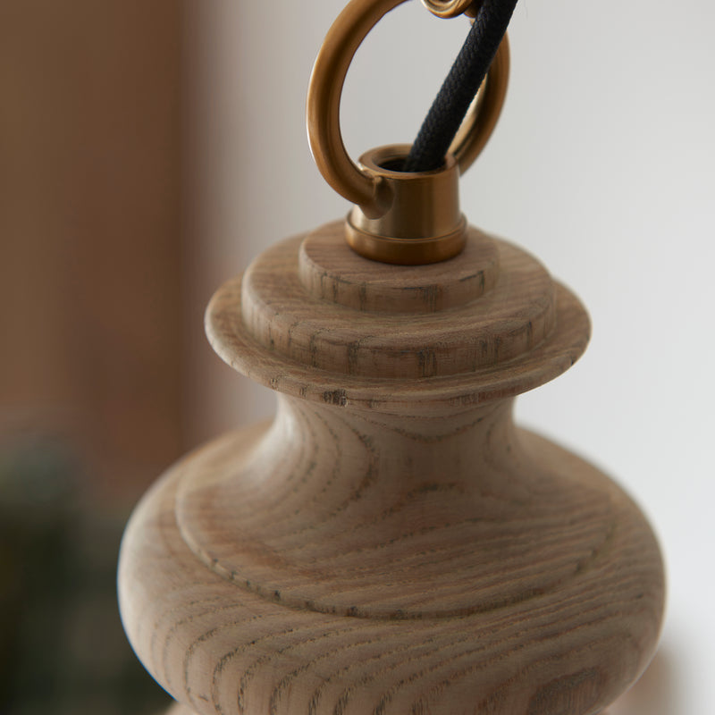 Detail of the natural ash finish on the Cotswold Pendant