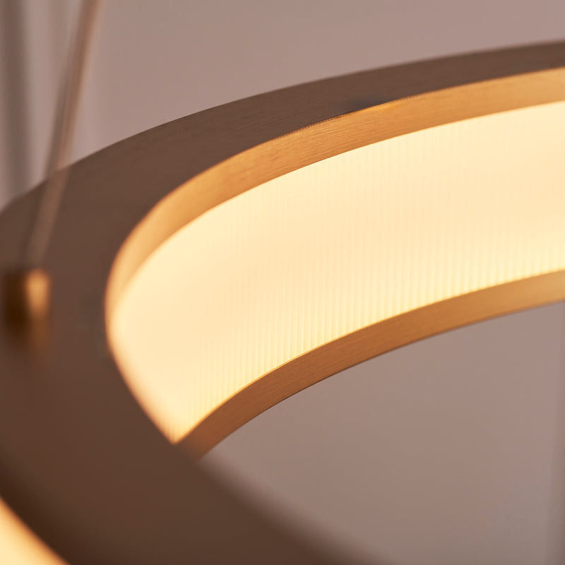 Classic Ribbed LED Hoop Pendant detail showing the ribbed frosted acrylic and fittings