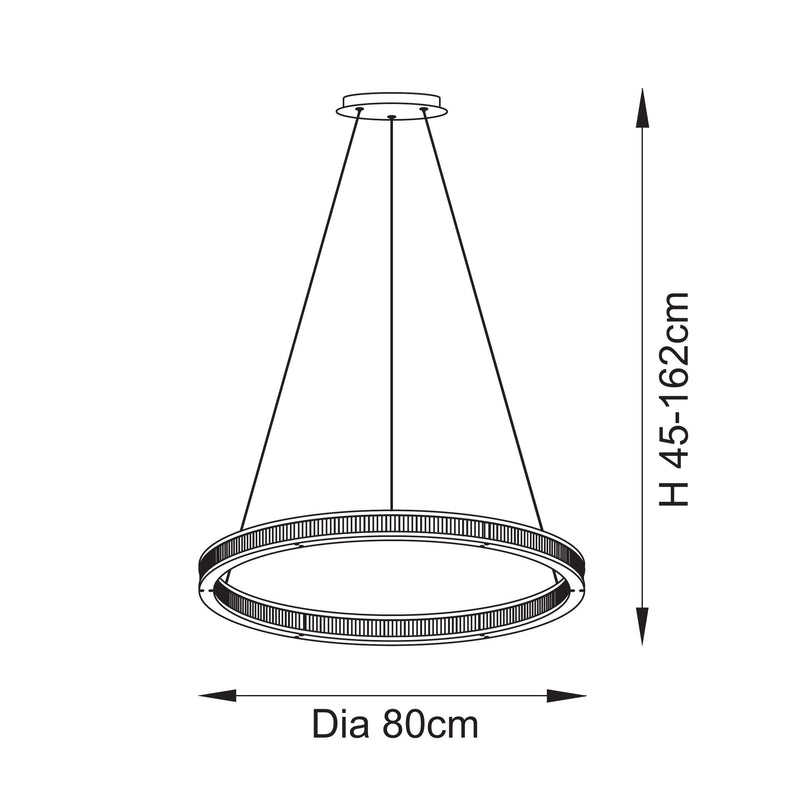 Classic Ribbed LED Hoop Pendant – alternative view in brushed gold