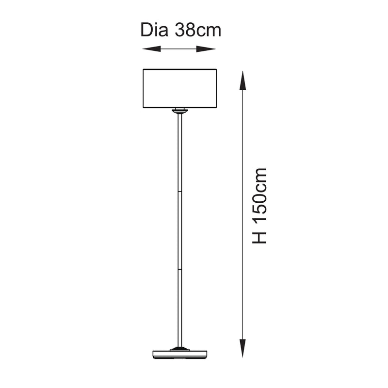 Highclere Floor Lamp dimension drawing showing height and width