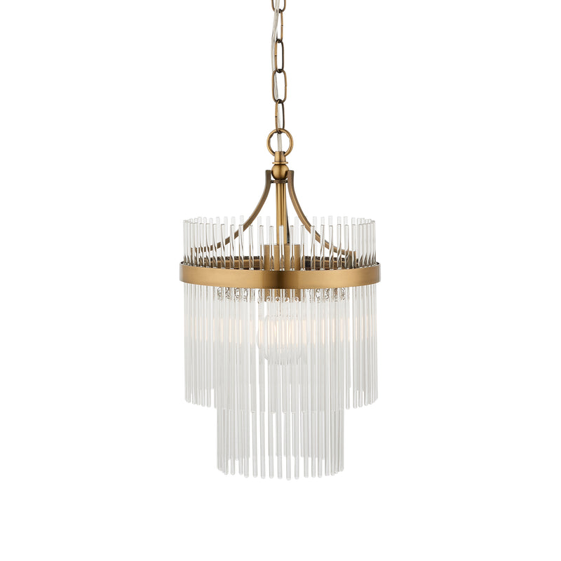 Endon Marietta Pendant in antique brass with clear glass