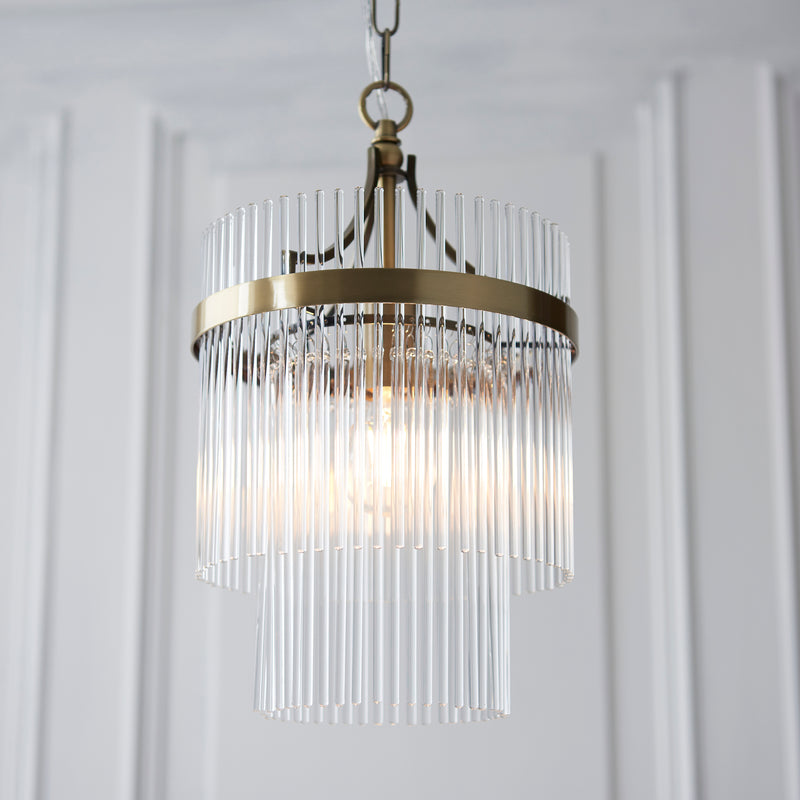 Close-up of the clear glass on the Marietta Pendant