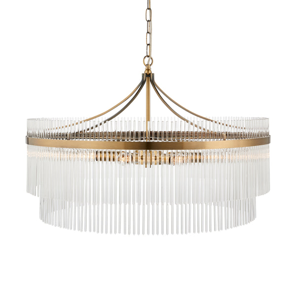 Endon Marietta Grand 7 Light Chandelier in antique brass with clear glass