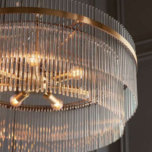 Close-up of the clear glass on the Marietta Grand 7 Light Chandelier
