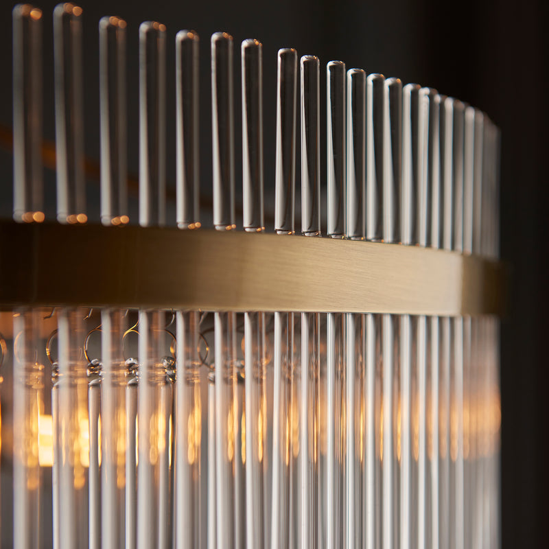 Detail of the antique brass finish on the Marietta Grand 7 Light Chandelier