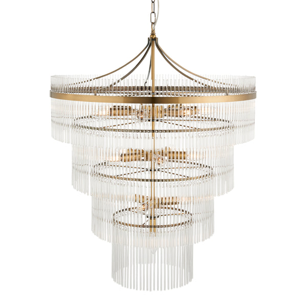 Endon Marietta 16 Light Tiered Chandelier in antique brass with clear glass