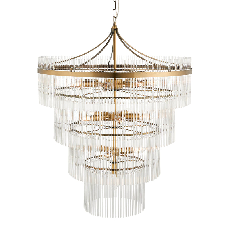 Endon Marietta 16 Light Tiered Chandelier in antique brass with clear glass