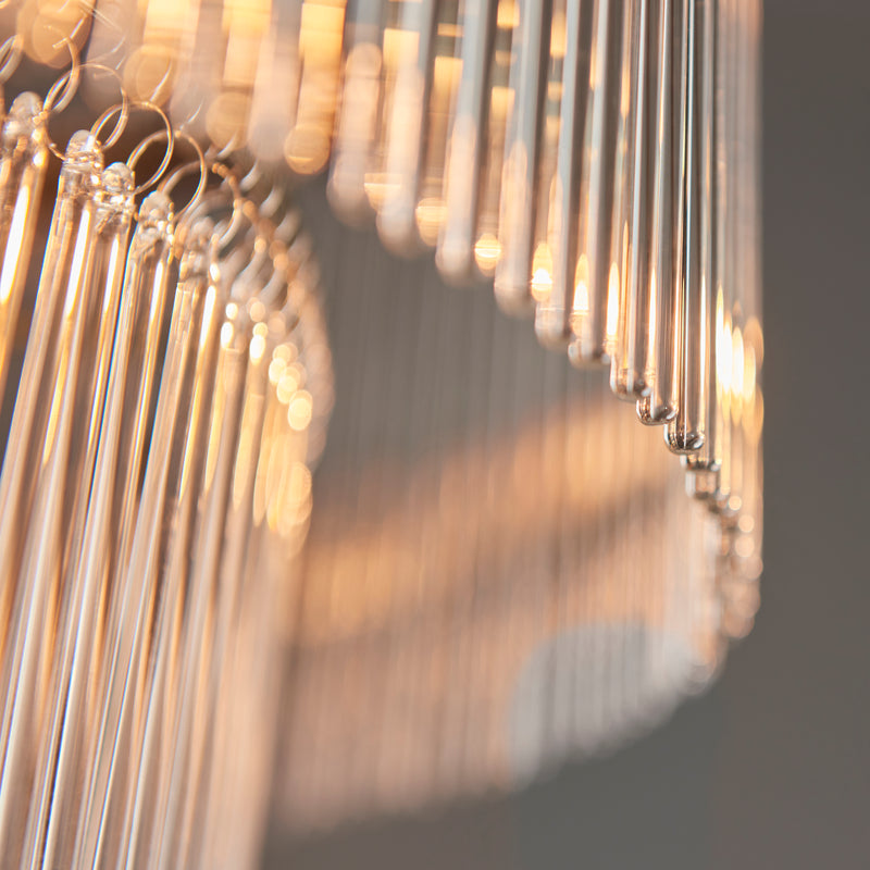 Detail of the antique brass finish on the Marietta 16 Light Tiered Chandelier