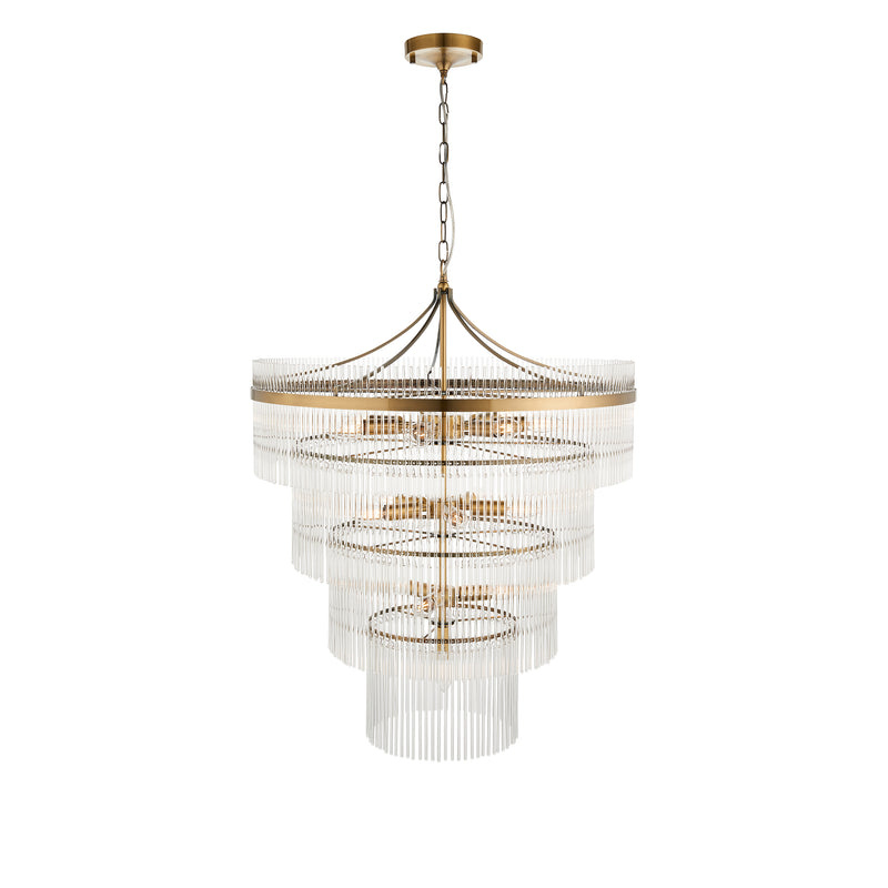 Close-up of the Marietta 16 Light Tiered Chandelier ceiling plate and fittings