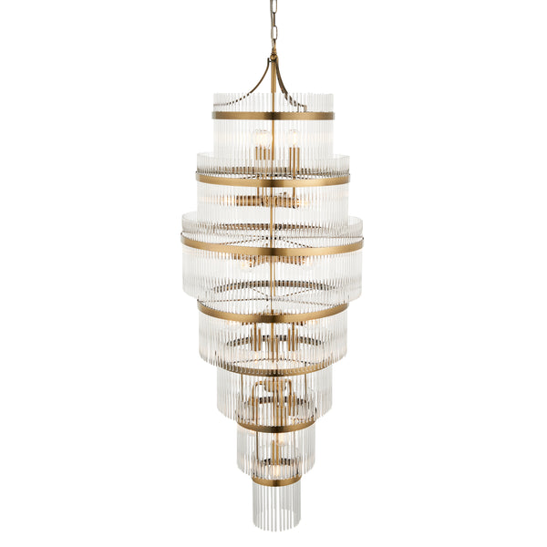 Endon Marietta Grand 21 Light Tiered Chandelier in antique brass with clear glass