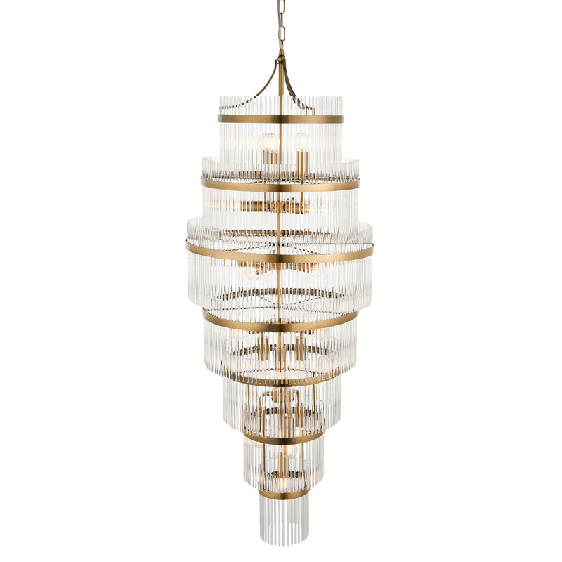 Endon Marietta Grand 21 Light Tiered Chandelier in antique brass with clear glass