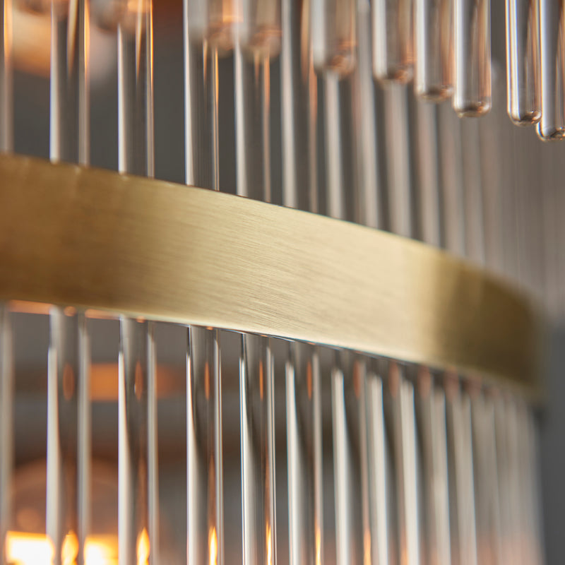 Close-up of the clear glass on the Marietta Grand 21 Light Tiered Chandelier