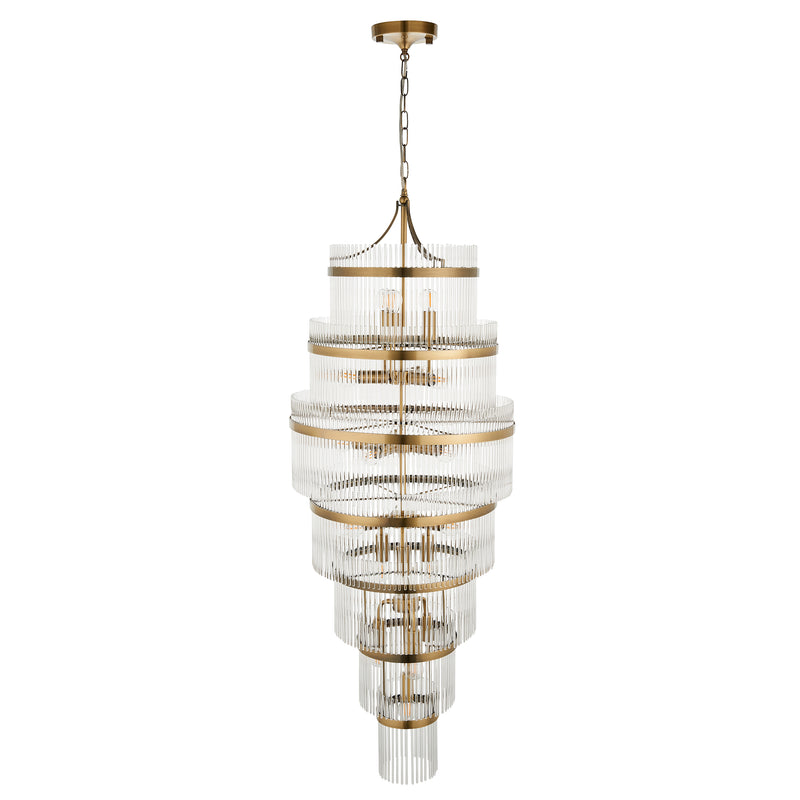 Marietta Grand 21 Light Tiered Chandelier detail showing the clear glass and fittings