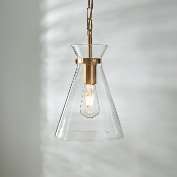 Close-up of the clear glass on the Harlow Pendant