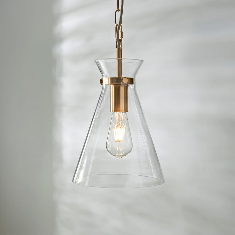 Close-up of the clear glass on the Harlow Pendant