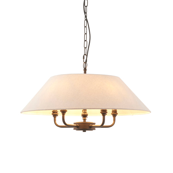Endon Lille 5 Light Pendant in matt black and natural linen