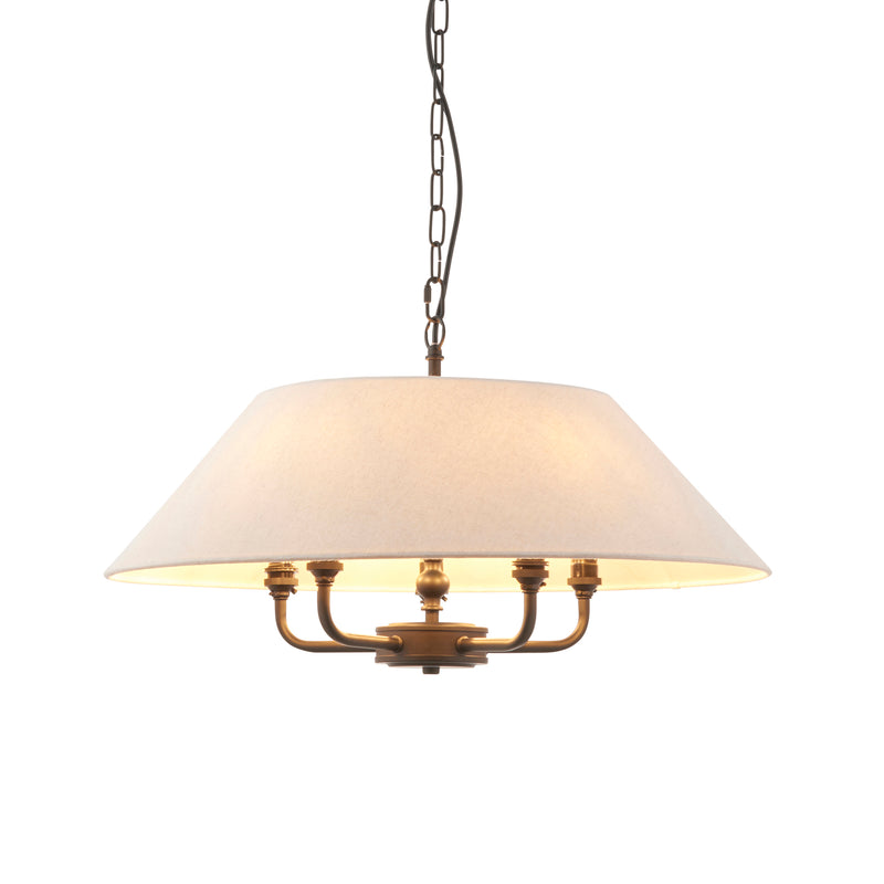 Endon Lille 5 Light Pendant in matt black and natural linen