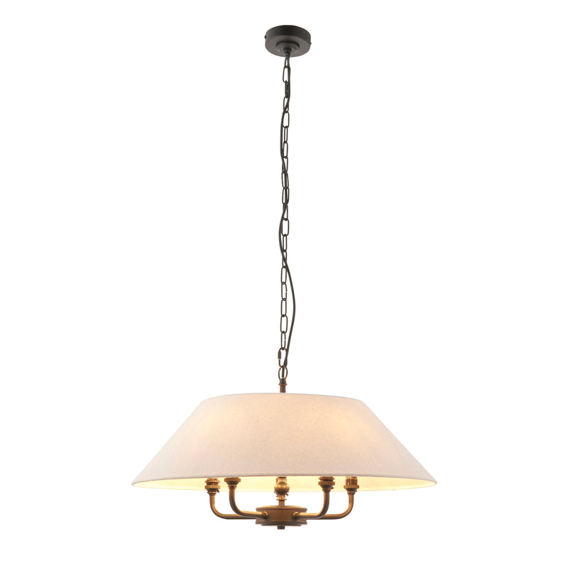 Close-up of the Lille 5 Light Pendant ceiling plate and fittings