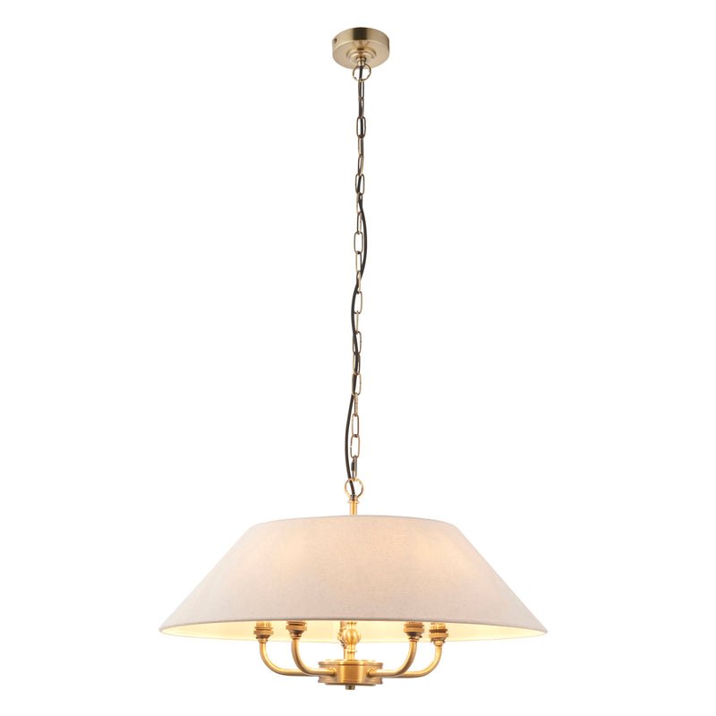 Close-up of the Lille 5 Light Pendant ceiling plate and fittings