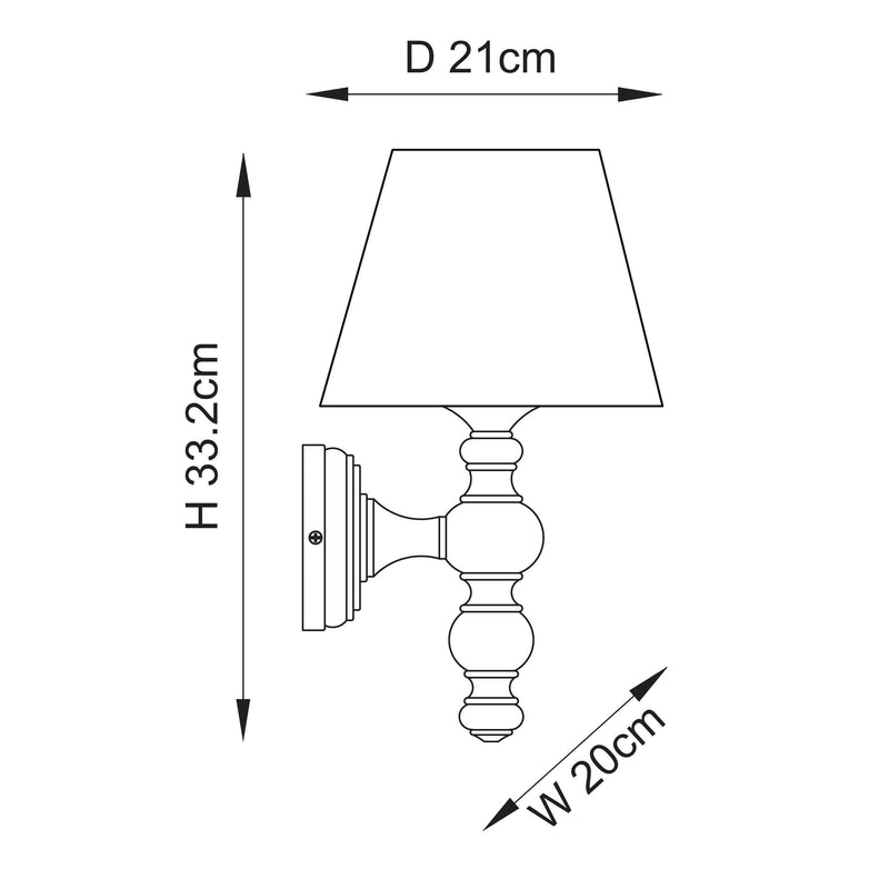Bibury Wall Light dimension drawing showing height and width