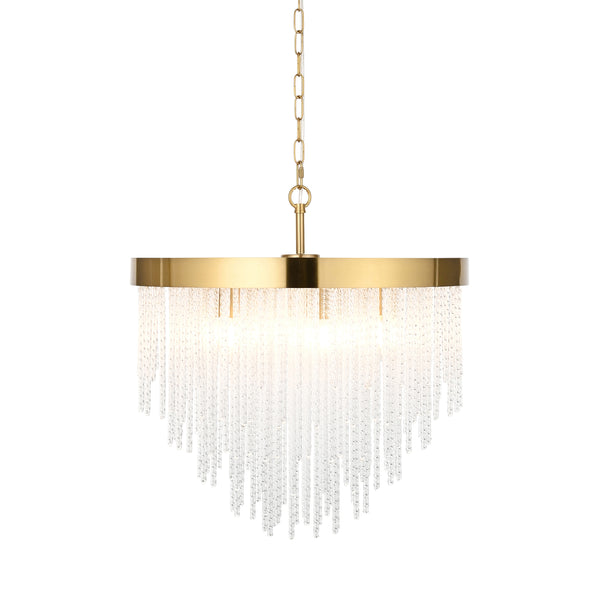 Endon Anistoria 5 Light Chandelier in brushed aged brass with clear glass